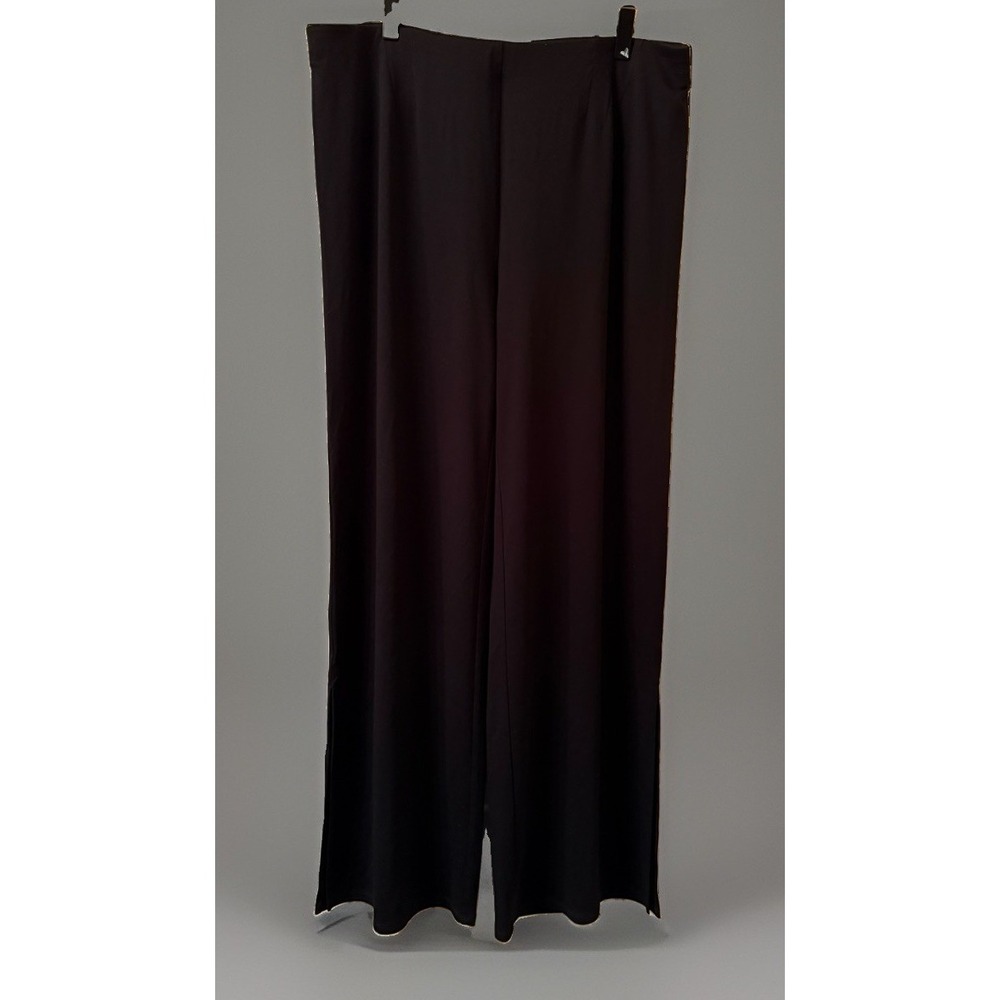 NWT J. Jill Wearever Knit Wide Leg Pants Black Medium Stretch Pull On Side Slits